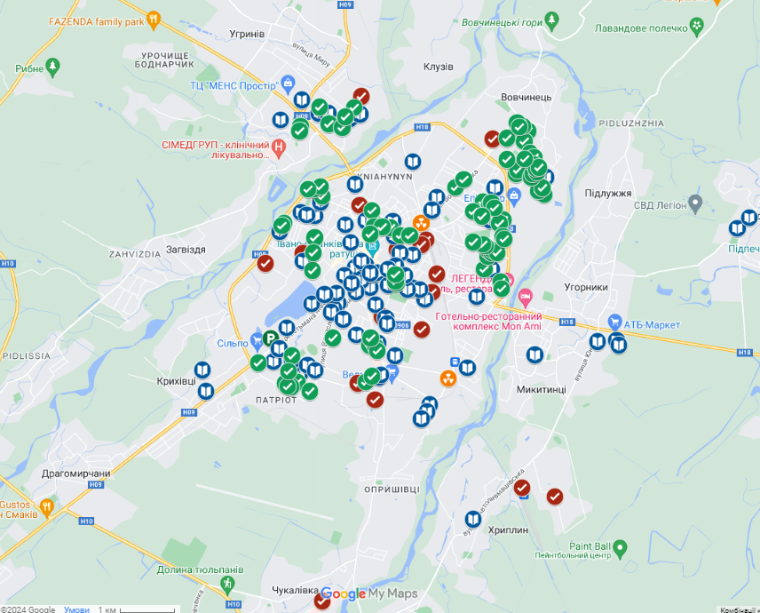 мапа укриттів івано-франківська