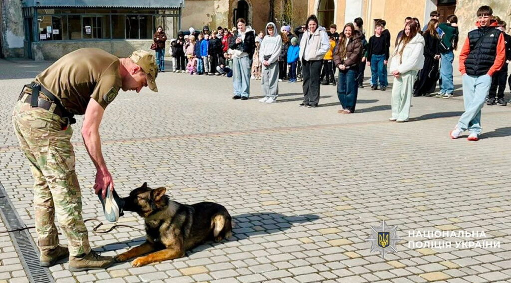 Прикарпатські кінологи показали ліцеїстам, як працюють службові собаки