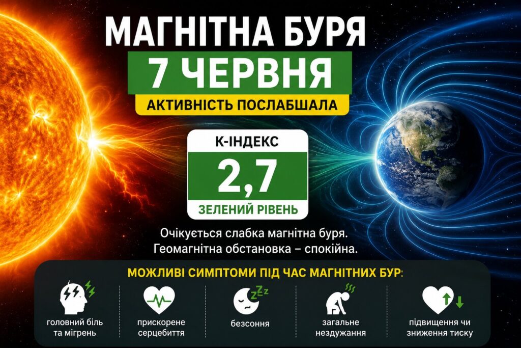 Магнітна буря 7 червня: яка геомагнітна активність очікується сьогодні